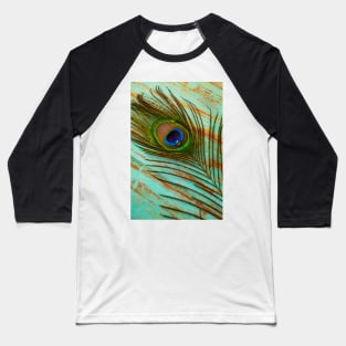 Peacock Feather With Dew Drop Baseball T-Shirt